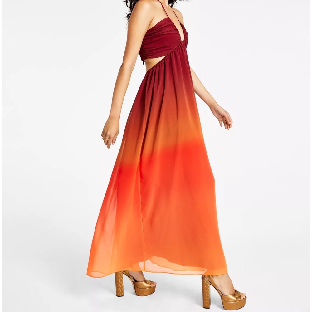 Maxi ombré dress red and orange sunset